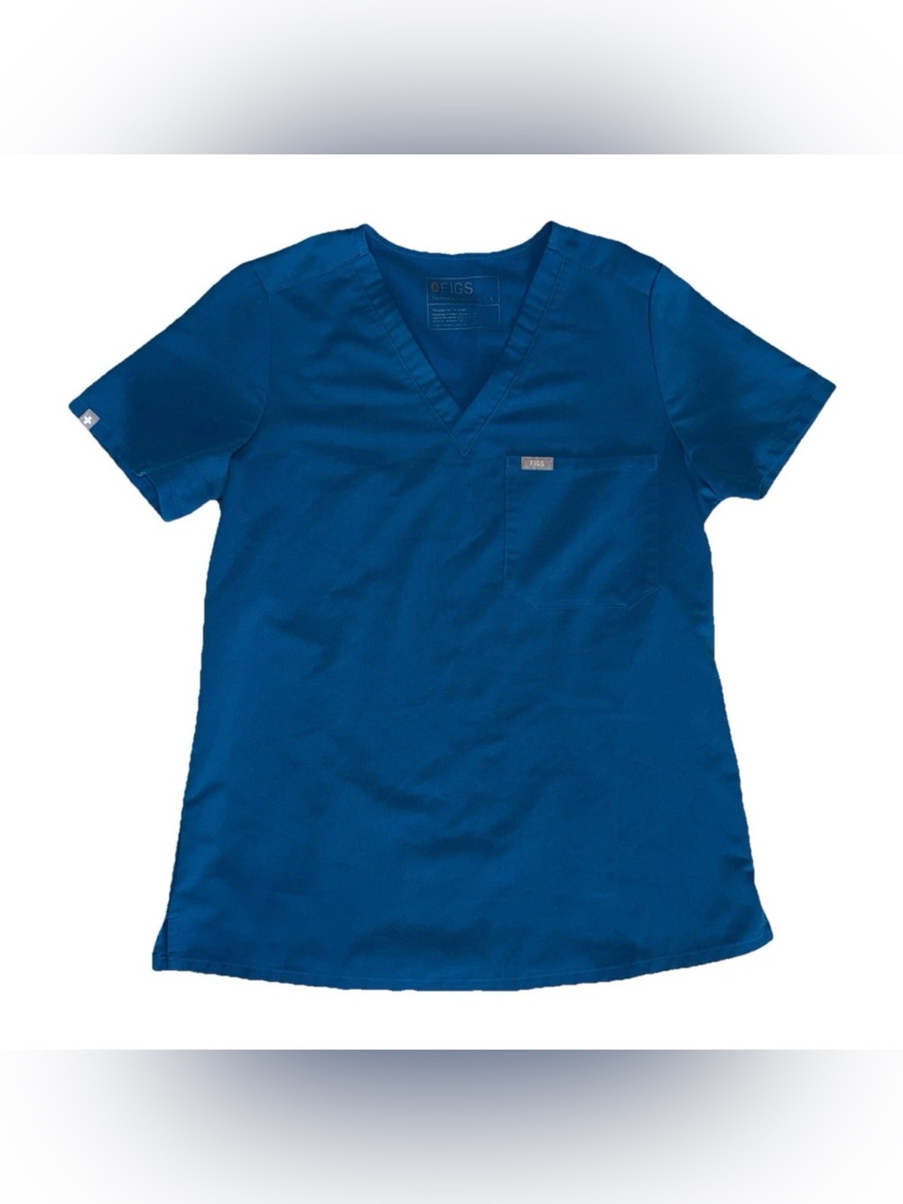 FIGS Catarina one pocket scrub top pacific blue women’s small short sleeves